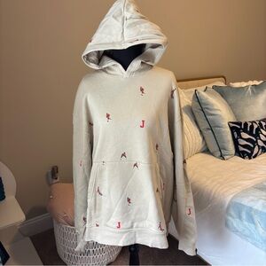 Jordan Beige Hoodie with Red Accents